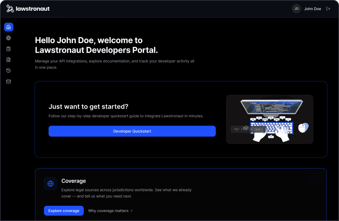 Lawstronaut developer portal